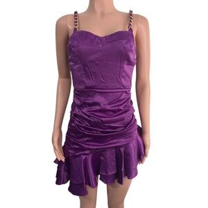 NWT DO+BE Women’s Purple Satin Dress with Chain Straps